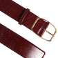 Burgundy Leather Gold Metal Buckle Women Belt