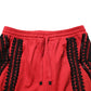 Red Embroidered Casual Cropped Trouser Pants