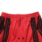 Red Embroidered Casual Cropped Trouser Pants
