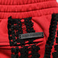 Red Embroidered Casual Cropped Trouser Pants
