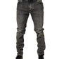 Gray Cotton Stretch Slim Fit Men Denim Jeans