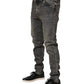 Gray Cotton Stretch Slim Fit Men Denim Jeans