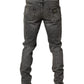 Gray Cotton Stretch Slim Fit Men Denim Jeans