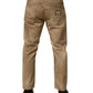 Beige Cotton Loose Tattered Men Denim Jeans