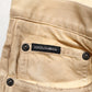Beige Cotton Loose Tattered Men Denim Jeans