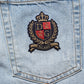 Blue Cotton Distressed Denim Bermuda  Shorts