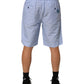 Light Blue Linen Mid Waist Men Bermuda Shorts