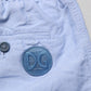 Light Blue Linen Mid Waist Men Bermuda Shorts