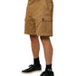 Brown Cotton Stretch Logo CargoBermuda Shorts