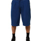 Blue Cotton Blend Bermuda Sweatpants Shorts