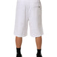 White Cotton Ripped Bermuda Sweatpants Shorts
