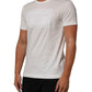 White Logo Patch Cotton Crew Neck Men T-shirt