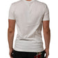 White Logo Patch Cotton Crew Neck Men T-shirt