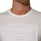 White Logo Patch Cotton Crew Neck Men T-shirt