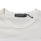 White Logo Patch Cotton Crew Neck Men T-shirt