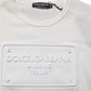 White Logo Patch Cotton Crew Neck Men T-shirt