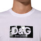 White Logo Print Cotton Crew Neck T-shirt