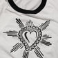 White Sacred Heart Cotton Crew Neck T-shirt