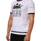 White Cotton Crown King Embroidery T-shirt