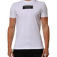 White Cotton Logo Print Crew Neck Men T-shirt
