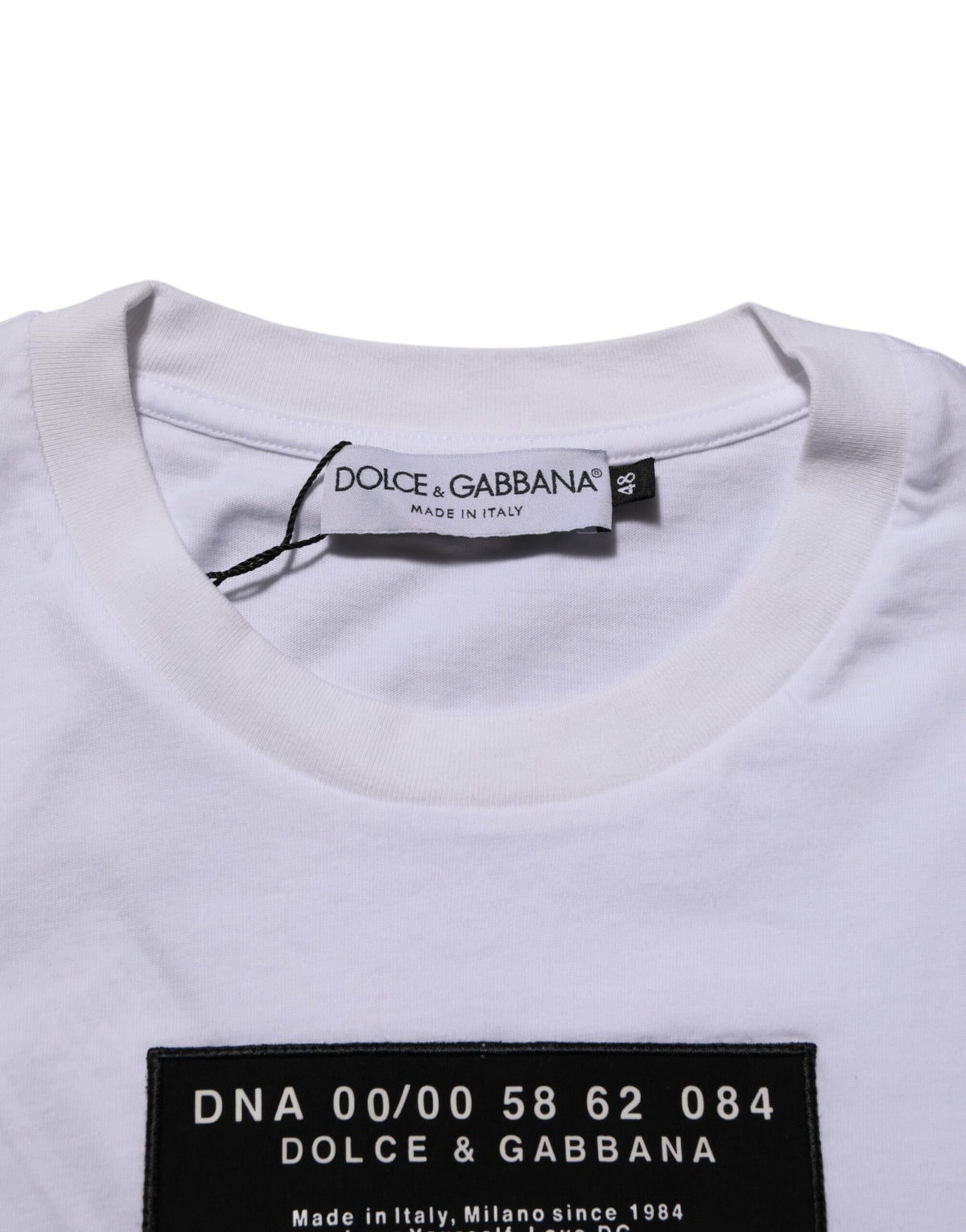 White Cotton Logo Print Crew Neck Men T-shirt