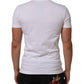 White Cotton Logo Print Crew Neck Men T-shirt