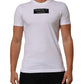 White Cotton Logo Print Crew Neck Men T-shirt
