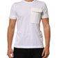 White Cotton Pocket Crew Neck Men Tee T-shirt
