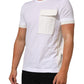 White Cotton Pocket Crew Neck Men Tee T-shirt