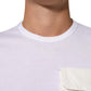 White Cotton Pocket Crew Neck Men Tee T-shirt