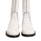 White Lambskin Leather Mid Calf Boots Shoes