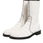 White Lambskin Leather Mid Calf Boots Shoes