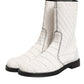White Lambskin Leather Mid Calf Boots Shoes
