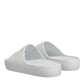 White Logo Slides Sandals Men Beachwear Shoes