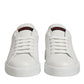 White Leather Lace Up Low Top Sneakers Shoes