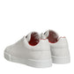 White Leather Lace Up Low Top Sneakers Shoes