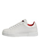 White Leather Lace Up Low Top Sneakers Shoes
