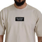 Ivory Cotton Ivory Printed Crewneck