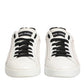 White Black Leather Low Top Sneaker Shoes
