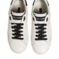 White Black Leather Low Top Sneaker Shoes