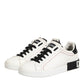 White Black Leather Low Top Sneaker Shoes