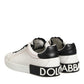 White Black Leather Low Top Sneaker Shoes