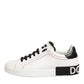 White Black Leather Low Top Sneaker Shoes