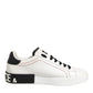 White Black Leather Low Top Sneaker Shoes