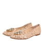 Beige Taormina Lace Crystals Flats Shoes