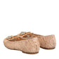 Beige Taormina Lace Crystals Flats Shoes
