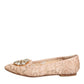 Beige Taormina Lace Crystals Flats Shoes