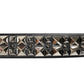 Black Calf Leather Studded Silver Buckle Belt