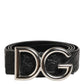 Black Exotic Leather DG Logo Buckle Belt
