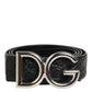 Black Exotic Leather DG Logo Buckle Belt